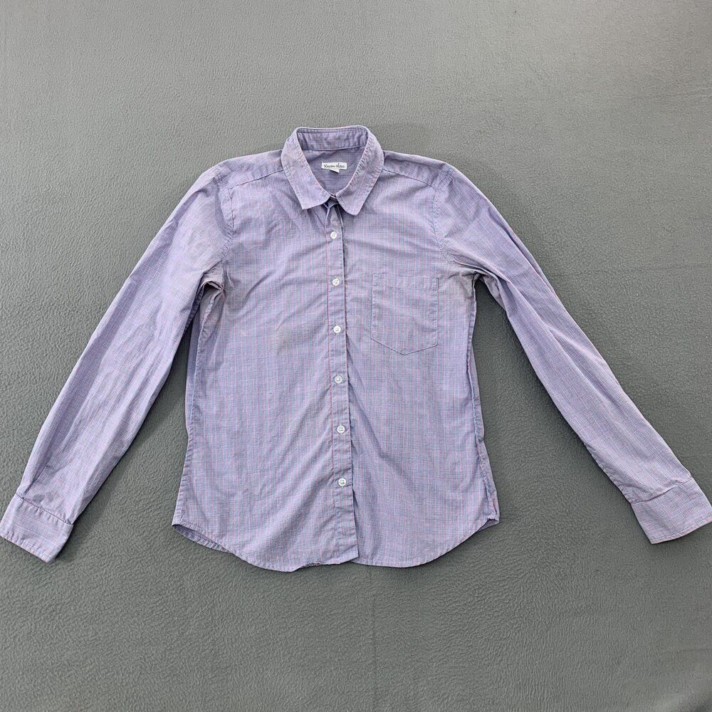 Steven Alan Shirt Womens Medium Blue Red Plaid Blouse Cotton Long Sleeve